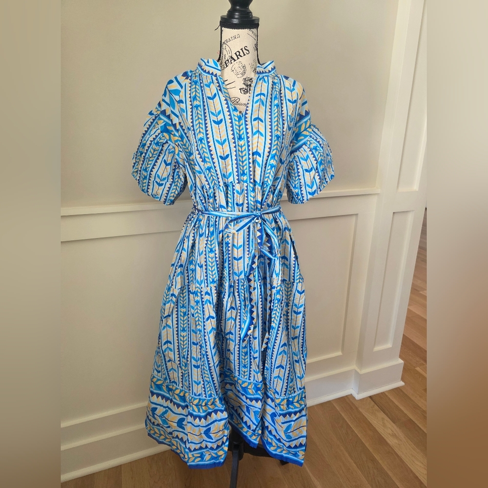 Amalfi Coast Inspired Printed Midi Dress-NWT